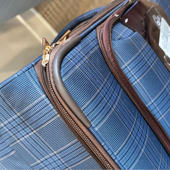 London Fog Brentwood III 28” Spinner Checked Luggage Large Exp Suitcase 4 Wheels - Picture 12 of 14